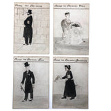 Antique British Hand-drawn Happy Families Deck of 48 Oversize Cards