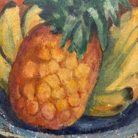 Excellent Antique Pineapple and Bananas Oil On Canvas Still Life Signed John Phillip