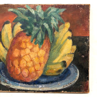 Excellent Antique Pineapple and Bananas Oil On Canvas Still Life Signed John Phillip