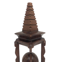 Lovely Old Carved Folk Art Whimsy with Resting Spot for Ball and Pyramid Shaped Top