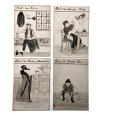 Antique British Hand-drawn Happy Families Deck of 48 Oversize Cards