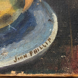 Excellent Antique Pineapple and Bananas Oil On Canvas Still Life Signed John Phillip