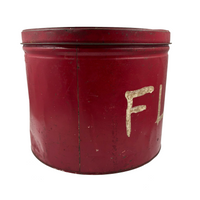 Huge Painted Red FLOUR Tin with Excellent Lettering
