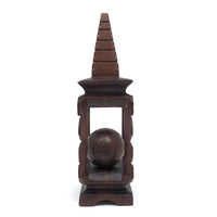 Lovely Old Carved Folk Art Whimsy with Resting Spot for Ball and Pyramid Shaped Top