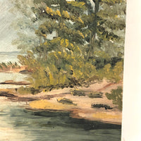 Lovely Small Antique Oil on Board Seascape with Sailboat