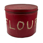 Huge Painted Red FLOUR Tin with Excellent Lettering
