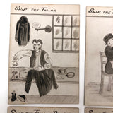 Antique British Hand-drawn Happy Families Deck of 48 Oversize Cards