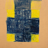 Blue on Yellow Crosses, Transcendent Old Crayon Drawing