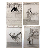 Antique British Hand-drawn Happy Families Deck of 48 Oversize Cards