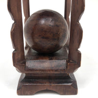 Lovely Old Carved Folk Art Whimsy with Resting Spot for Ball and Pyramid Shaped Top