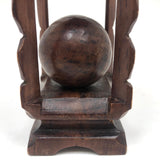 Lovely Old Carved Folk Art Whimsy with Resting Spot for Ball and Pyramid Shaped Top