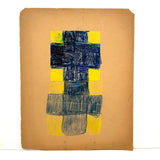 Blue on Yellow Crosses, Transcendent Old Crayon Drawing