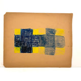 Blue on Yellow Crosses, Transcendent Old Crayon Drawing