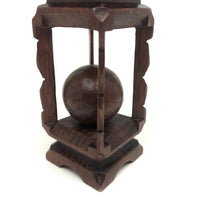 Lovely Old Carved Folk Art Whimsy with Resting Spot for Ball and Pyramid Shaped Top
