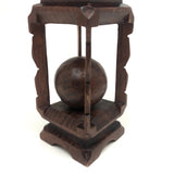 Lovely Old Carved Folk Art Whimsy with Resting Spot for Ball and Pyramid Shaped Top