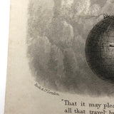 1870 Rock & Co. London All Seeing Eye Over Globe Letterhead Engraving