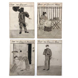 Antique British Hand-drawn Happy Families Deck of 48 Oversize Cards