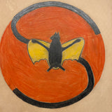 Navy Cruiser Scouting Squadron 2, c. 1930s-40s Graphite and Crayon Flying Bat Logo Drawing
