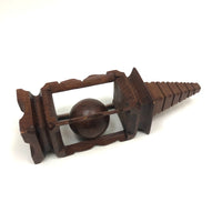 Lovely Old Carved Folk Art Whimsy with Resting Spot for Ball and Pyramid Shaped Top