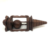 Lovely Old Carved Folk Art Whimsy with Resting Spot for Ball and Pyramid Shaped Top