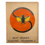Navy Cruiser Scouting Squadron 2, c. 1930s-40s Graphite and Crayon Flying Bat Logo Drawing