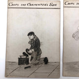 Antique British Hand-drawn Happy Families Deck of 48 Oversize Cards