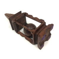 Lovely Old Carved Folk Art Whimsy with Resting Spot for Ball and Pyramid Shaped Top