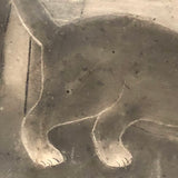 Three Kittens with String, Charming 19th C. Folk Art Sandpaper Drawing, Framed