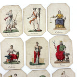 Very Scarce, Very Lovely Set of 26 Early-Mid 1800s Hand-colored French Mythological Characters Cards