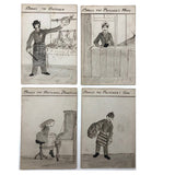 Antique British Hand-drawn Happy Families Deck of 48 Oversize Cards