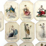 Very Scarce, Very Lovely Set of 26 Early-Mid 1800s Hand-colored French Mythological Characters Cards