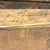 Lovely 1830 Needlepoint of Parrot on Branch with Monogram in Early Frame