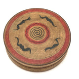Beautiful Old Wooden Labyrinth Game with Hand-painted Lid, Presumed Japanese