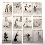 Antique British Hand-drawn Happy Families Deck of 48 Oversize Cards