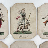 Very Scarce, Very Lovely Set of 26 Early-Mid 1800s Hand-colored French Mythological Characters Cards