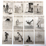 Antique British Hand-drawn Happy Families Deck of 48 Oversize Cards