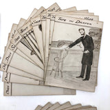 Antique British Hand-drawn Happy Families Deck of 48 Oversize Cards