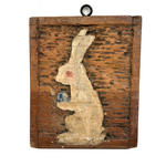 White Rabbit with Blue Egg, George's Marvelously Naive Old Relief Carving with Polychrome
