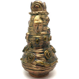 Iridescent Gold Coil Built Pottery Vase with Many Faces