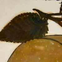 Turn of the Lane, Wonderful Earlyish 19th Century Oil on Paper Apple with Perfect Inked Lettering
