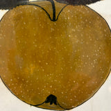Turn of the Lane, Wonderful Earlyish 19th Century Oil on Paper Apple with Perfect Inked Lettering