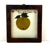 Turn of the Lane, Wonderful Earlyish 19th Century Oil on Paper Apple with Perfect Inked Lettering