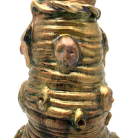 Iridescent Gold Coil Built Pottery Vase with Many Faces