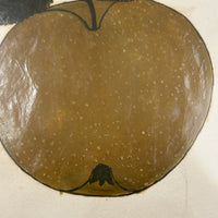Turn of the Lane, Wonderful Earlyish 19th Century Oil on Paper Apple with Perfect Inked Lettering
