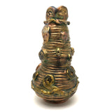 Iridescent Gold Coil Built Pottery Vase with Many Faces