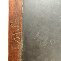 Very Beautiful Early Walnut Slate with Carved Monograms, All Corners Mended, Worn Super Smooth