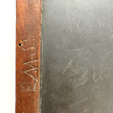 Very Beautiful Early Walnut Slate with Carved Monograms, All Corners Mended, Worn Super Smooth