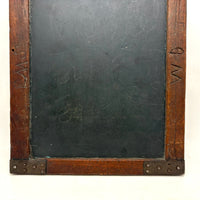 Very Beautiful Early Walnut Slate with Carved Monograms, All Corners Mended, Worn Super Smooth