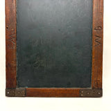 Very Beautiful Early Walnut Slate with Carved Monograms, All Corners Mended, Worn Super Smooth