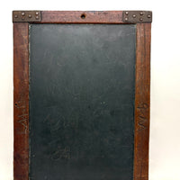 Very Beautiful Early Walnut Slate with Carved Monograms, All Corners Mended, Worn Super Smooth